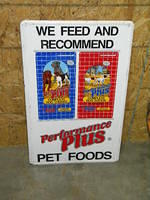 $OLD Performance Plus Pet Foods Tin Sign w/ Hunting Dogs Hounds