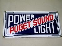 $OLD Early Puget Sound Power Light Porcelain Sign