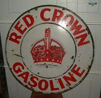 $OLD Single Sided Porcelain Red Crown Gasoline Sign