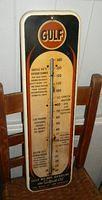 $OLD Gulf Tin Thermometer Original