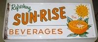 $OLD Sunrise (Coca Cola) Embossed Tin Soda Pop Sign w/ Sun Graphics