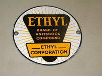 $OLD Ethyl Porcelain Gas Pump Sign Original 7 Inch