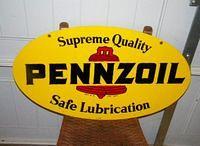 $OLD Original double sided Tin Pennzoil Oval