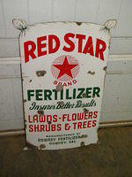 $OLD Red Star Diecut Porcelain Flour Sign Downey, California