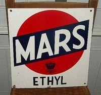 $OLD Mars Ethyl Porcelain Gas Pump Plate Sign