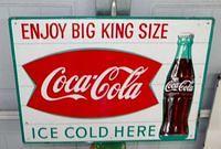 $OLD Original 1960s King Size Coca Cola Tin Sign