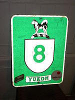 $OLD Yukon Route 8 Wooden Highway Sign w/ Husky