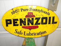 $OLD Pennsoil Double Sided Tin Sign 1970