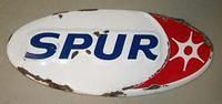 $OLD Original Spur Embossed Diecut Porcelain Gas Pump Sign