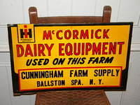 $OLD McCormack Dairy Equipment NOS Emb. Tin Sign