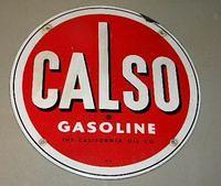 Calso Gasoline Porcelain Pump Sign $OLD