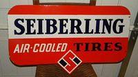 Gorgeous Original Double Sided Porcelain Seiberling Tires Sign $OLD