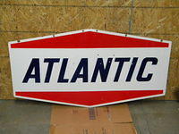 $OLD Double sided Porcelain Atlantic Gasoline Sign