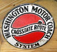 $OLD Washington Motor Coach Porcelain Bus Sign