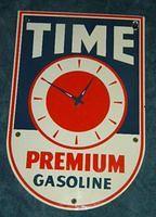 Time Premium Porcelain Gas Pump Plate Sign $OLD