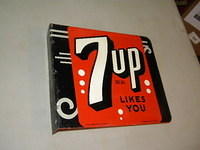 $OLD 7Up Art Deco Flange Sign