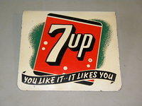 $OLD 7Up Ceiling Mount Tin Flange Sign