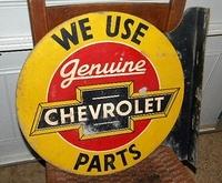 $OLD Chevrolet Genuine Parts Tin Flange Sign Original