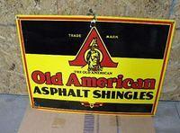 $OLD Old American Asphault Porcelain Sign INDIAN GRAPHICS