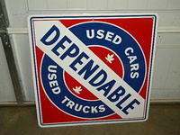 $OLD Dodge Dependable Used Cars & Trucks Canadian Porcelain Sign