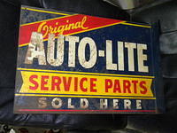 $OLD Autolite Tin Flange Sign Dbl Sided