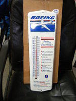 $OLD Boeing Tin Thermometer Sign w/ Plane Graphics