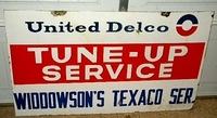 $OLD United Delco Tune Up / Texaco Service Porcelain Sign