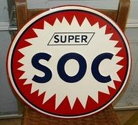 SOLD: Super SOC Tin Gas Pump Plate Sign