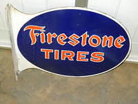 $OLD Porcelain Firestone FLANGE SIGN