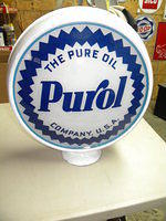 $OLD Purol 15 Inch Gas Globe Porcelain Body