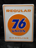$OLD Union 76 Regular Porcelain Embossed PPP Gas Pump Sign