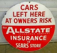 $OLD Allstate w/ Sears 30 Inch SSP Sign