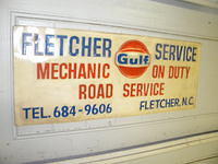 $OLD Fletcher NC Gulf Service Emb Plastic Sign w/ Magnet Back (Truck Sign)