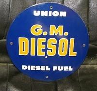 $OLD Union 76 GM Diesel PPP Porcelain Pump Plate Sign