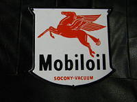 $OLD Early Mobiloil SSP Porcelain Rack Shield Sign