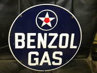 $OLD Benzol Gas Aluminum Pump Sign