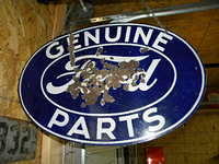 $OLD Ford Genuine Parts Dbl Sided Porcelain Sign Veribrite