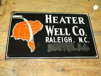 $OLD Raleigh NC Heater Well Company Porcelain Sign w/ Graphics