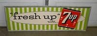 $OLD Nice Seven Up Emb tin Sign "Fresh up"