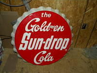 $OLD SunDrop Bottle Cap Sign Golden Girl Cola