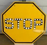 $OLD Porcelain STOP Sign w/ Reflectors Beautiful Sign