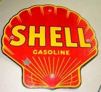 $OLD Shell Gasoline PPP Porcelain Pump Sign