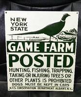 $OLD New York Game Farm US Wildlife Emb Tin Sign w/ Bird Graphics