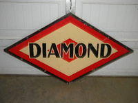 $OLD Diamond DX Gasoline Diecut DSP Porcelain Sign