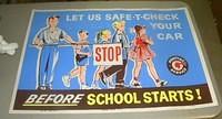 $OLD Pontiac Auto Dealer Sign w/ School Kids Graphics