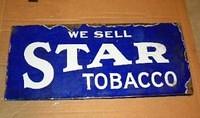 $Old Porcelain Star Tobacco Flange Sign