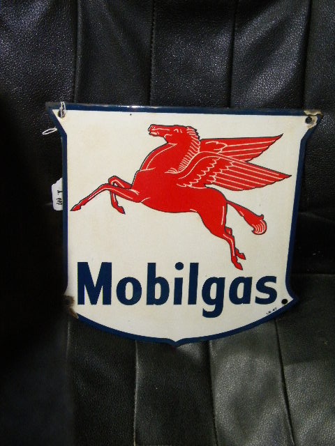 Photo :: $OLD Mobilgas Porcelain Gas Pump Sign w/ Pegasus