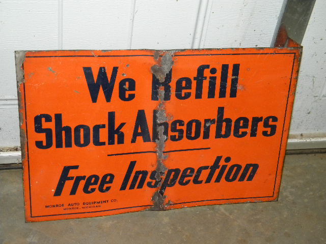 Photo :: $OLD Monroe Shock Absorbers Early Tin Flange Sign
